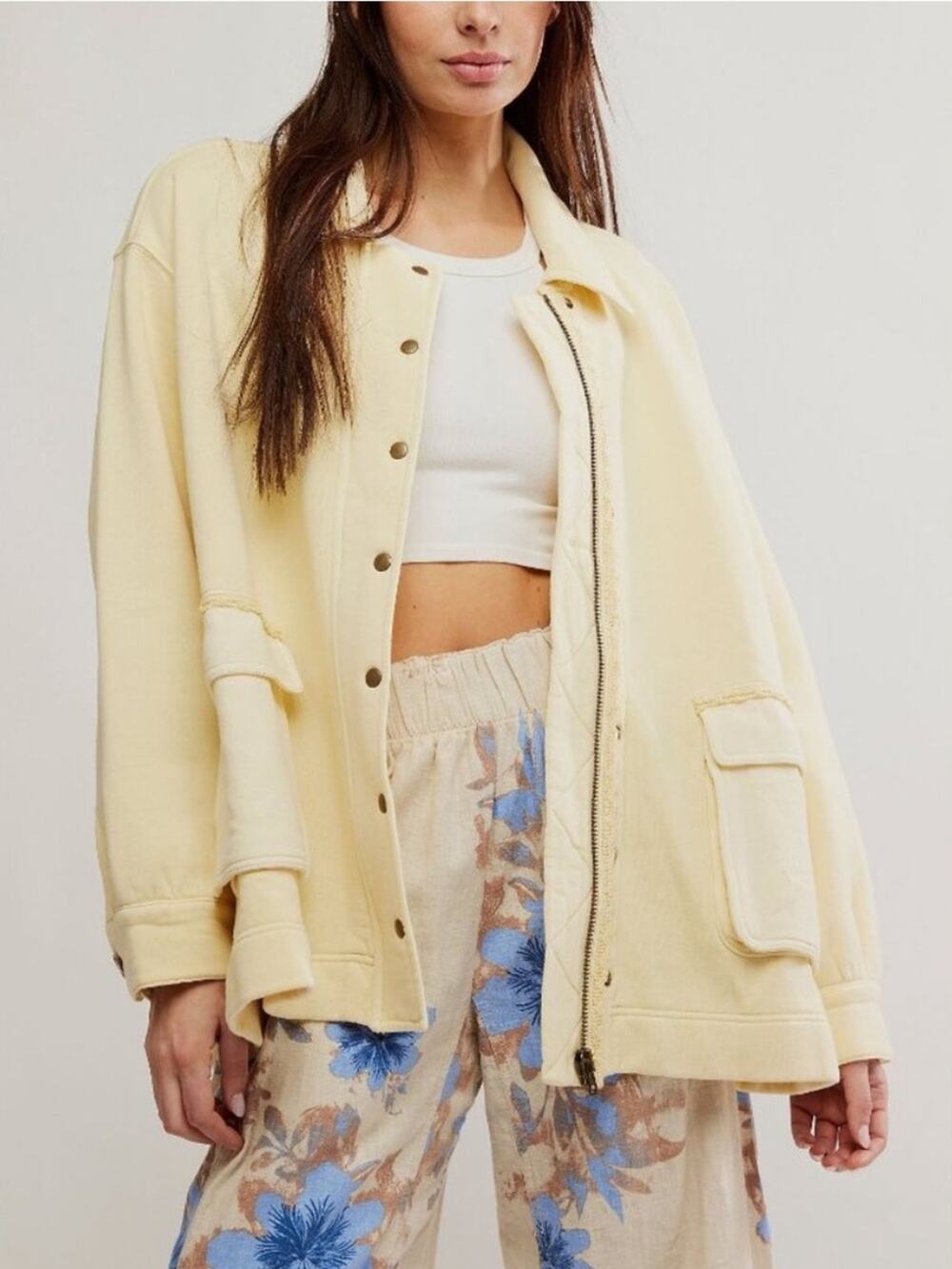 Free People Alexa Sweatshirt in Flan Butter Yellow M